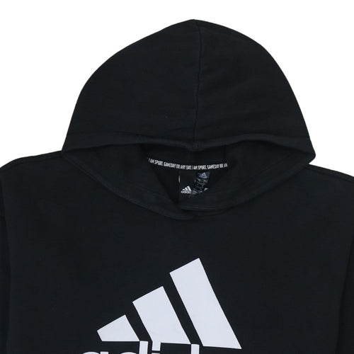 Adidas Womens Black Pullover Hoodie Size S Logo Print Sportswear