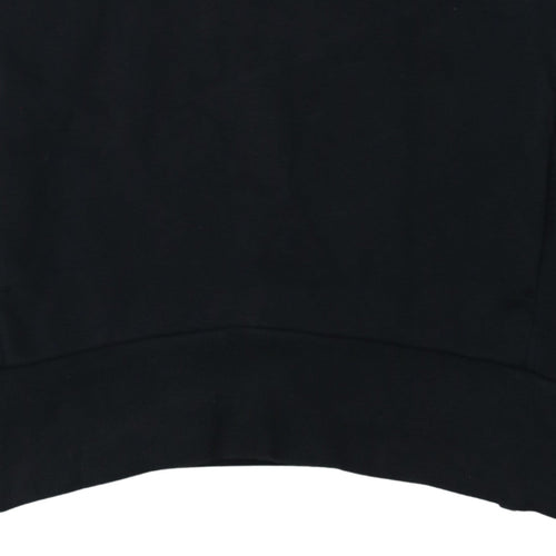 Adidas Women Black Small Pullover Hoodie with Logo Print