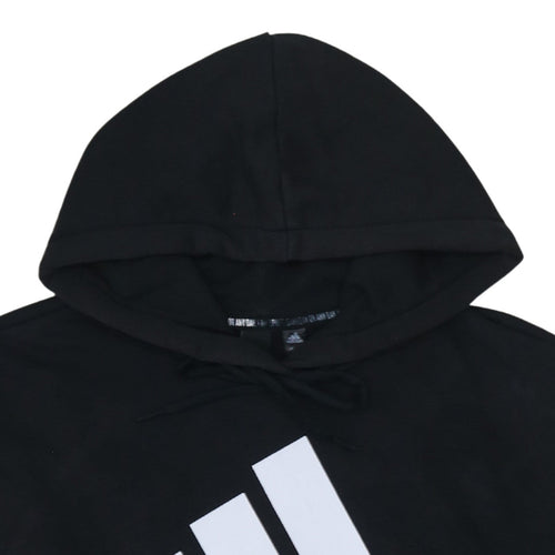 Adidas Women Black Small Pullover Hoodie with Logo Print