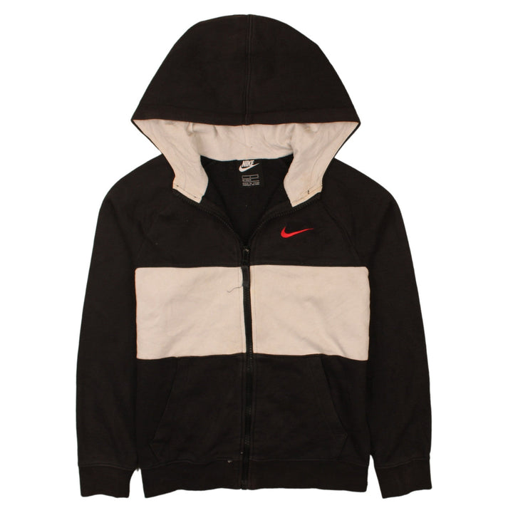 Nike Boys Black Full Zip Hoodie L 147-158cm Colourblock Fleece Sweatshirt