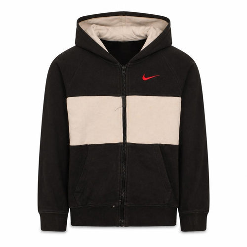 Nike Boys Black Full Zip Hoodie L 147-158cm Colourblock Fleece Sweatshirt
