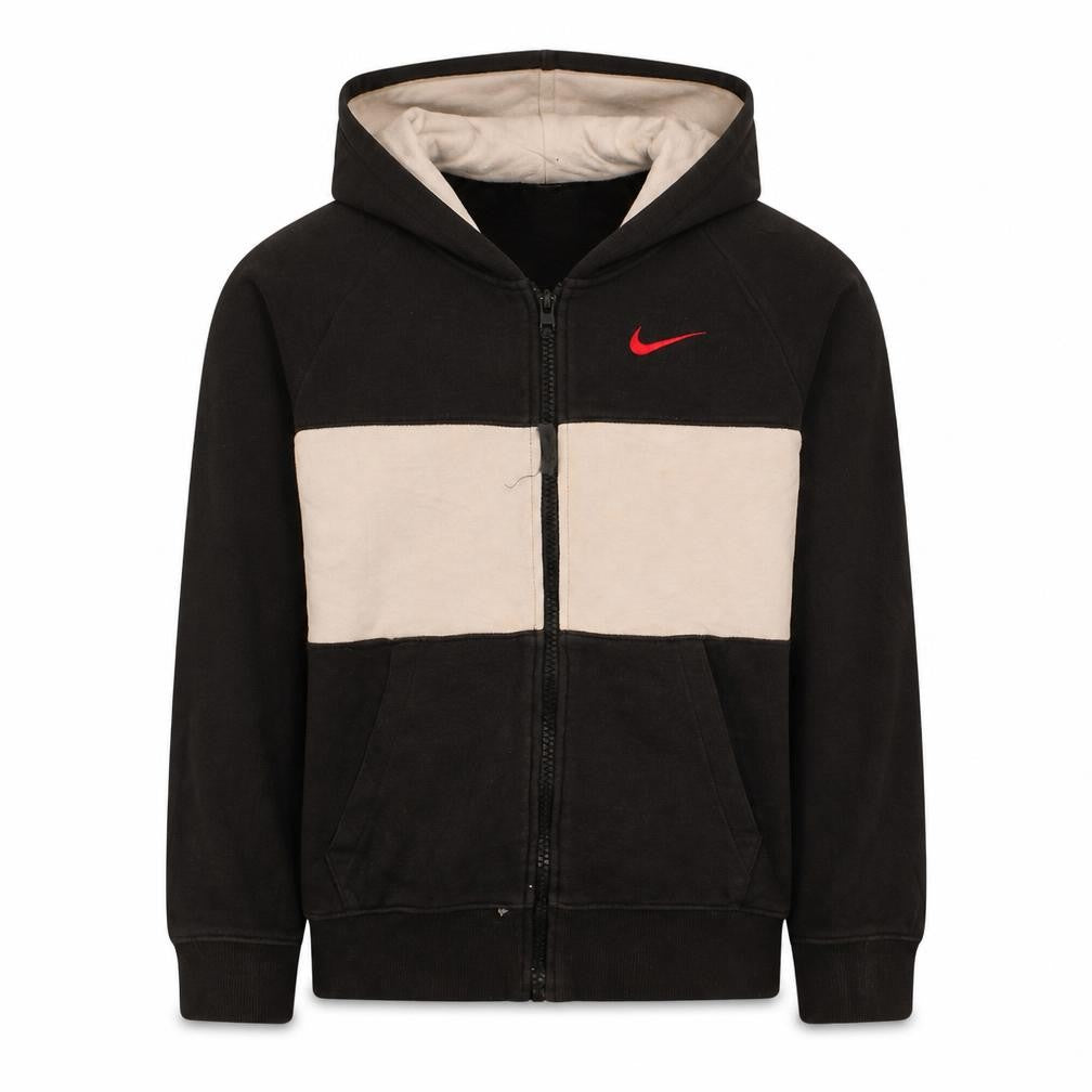 Nike Boys Black Full Zip Hoodie L 147-158cm Colourblock Fleece Sweatshirt