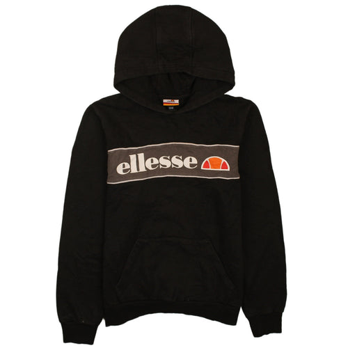 Ellesse Boys Black Pullover Hoodie 13-14 Years Logo Graphic Fleece