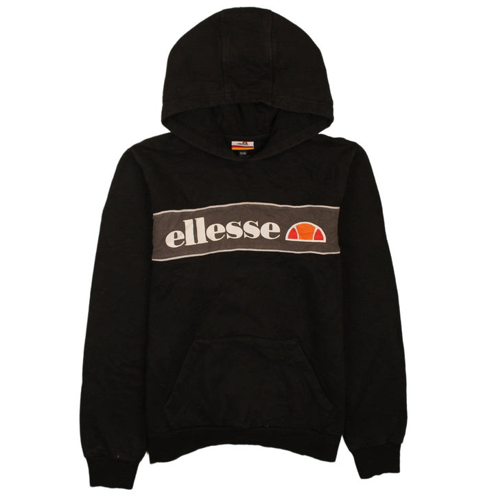 Ellesse Boys Black Pullover Hoodie 13-14 Years Logo Graphic Fleece