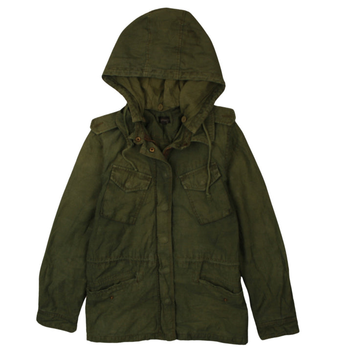 Topshop Women's Green Hooded Military Jacket Size 12