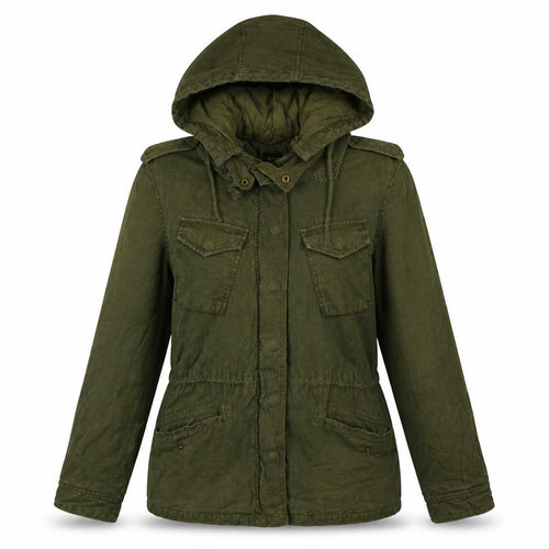 Topshop Women's Green Hooded Military Jacket Size 12