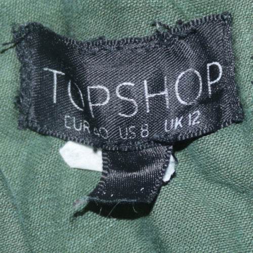 Topshop Women's Green Hooded Military Jacket Size 12