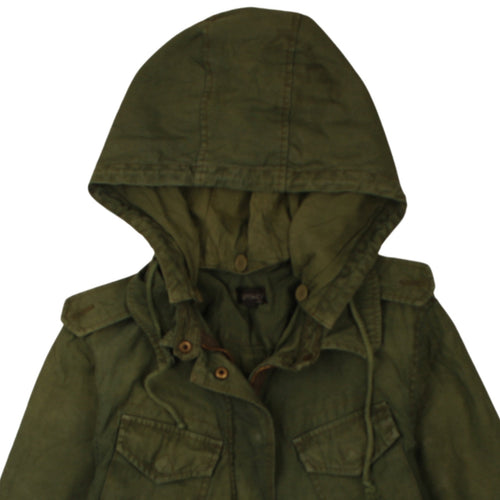 Topshop Women's Green Hooded Military Jacket Size 12
