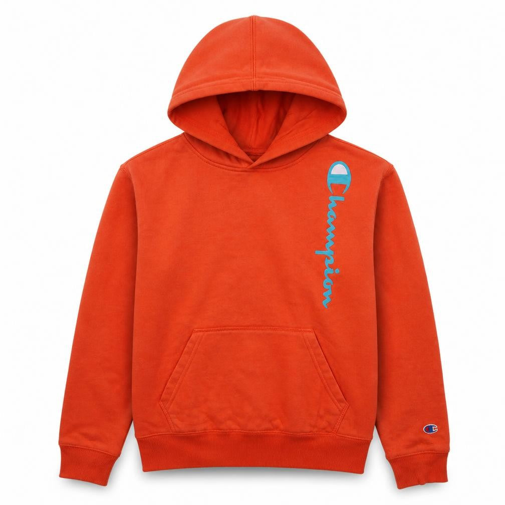 Champion Boys Orange Pullover Hoodie Size L Cotton Blend Fleece Sweatshirt