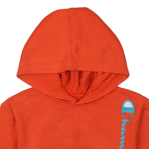 Champion Boys Orange Pullover Hoodie Size L Cotton Blend Fleece Sweatshirt