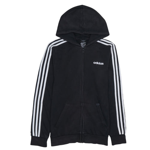 Adidas Men's Black Full Zip Hoodie Small Logo Hooded Sweatshirt
