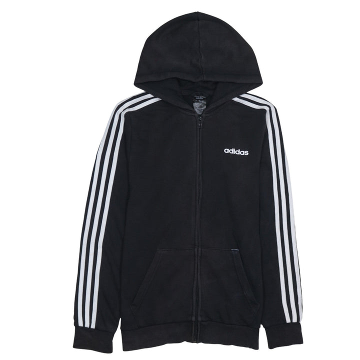 Adidas Men's Black Full Zip Hoodie Small Logo Hooded Sweatshirt