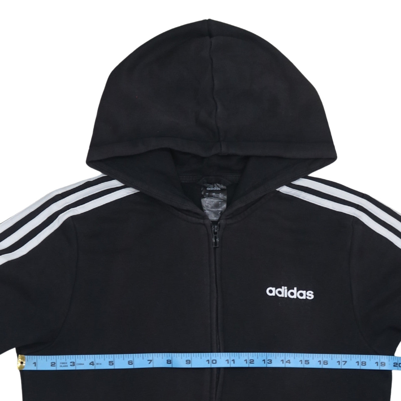 Adidas Men's Black Full Zip Hoodie Small Logo Hooded Sweatshirt