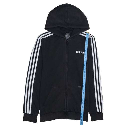 Adidas Men's Black Full Zip Hoodie Small Logo Hooded Sweatshirt