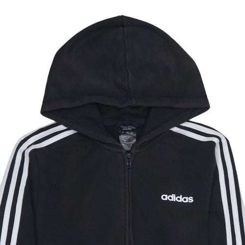 Adidas Men's Black Full Zip Hoodie Small Logo Hooded Sweatshirt