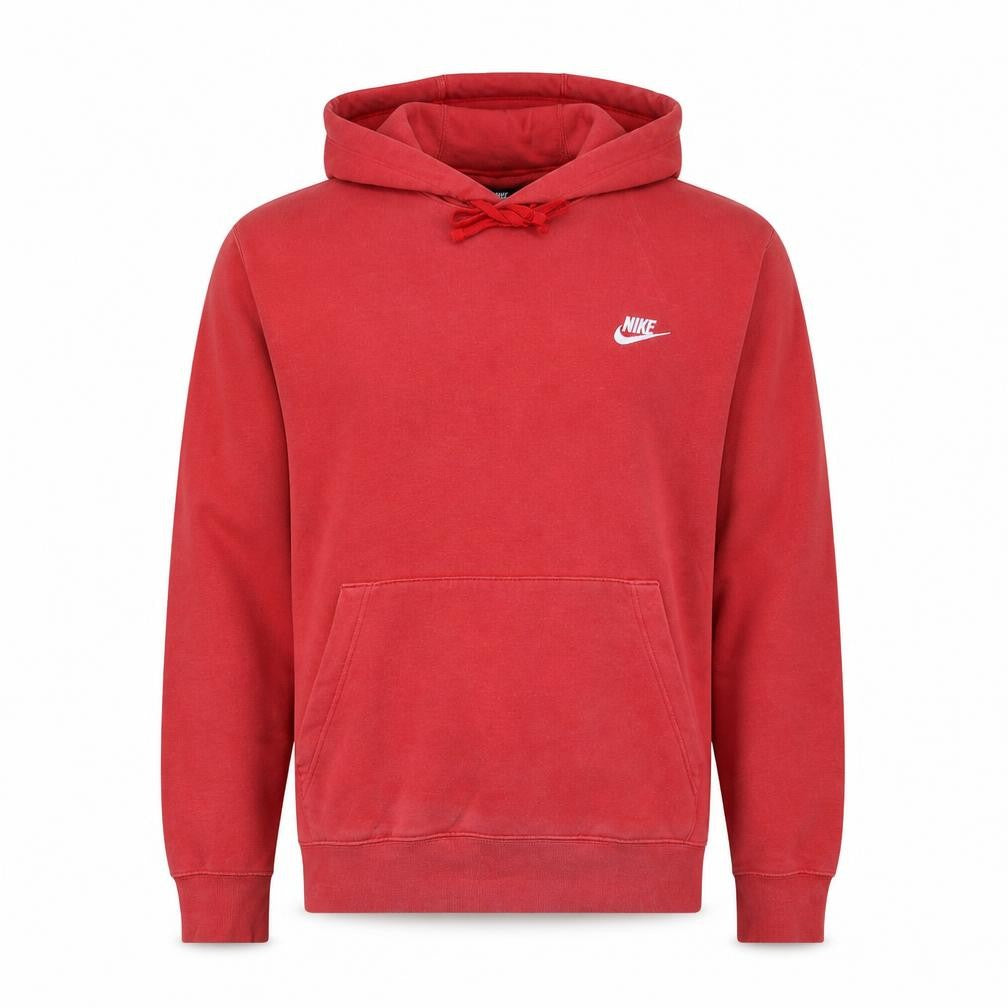 Nike Men's Red Pullover Hoodie L Fleece Logo Sportswear