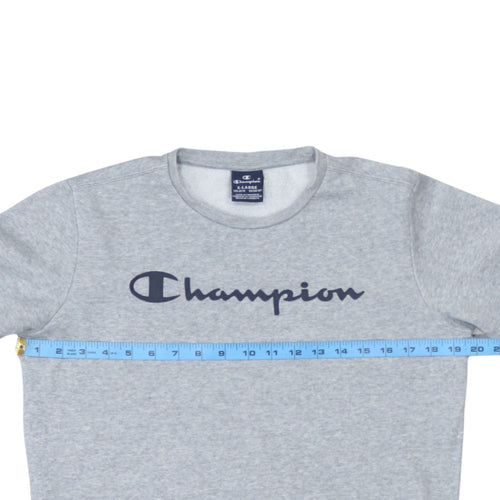 Champion Boys Grey Pullover Sweatshirt XL 13-14 Years Logo Crew Neck Fleece