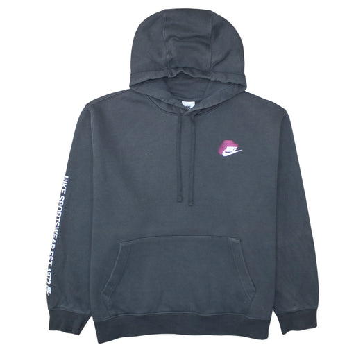 Nike Womens Black XL Pullover Hoodie with Pink Logo Sportswear Design