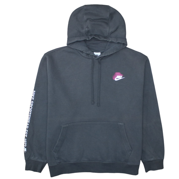 Nike Womens Black XL Pullover Hoodie with Pink Logo Sportswear Design