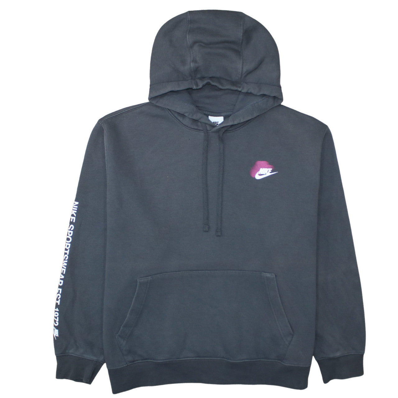Nike Womens Black XL Pullover Hoodie with Pink Logo Sportswear Design