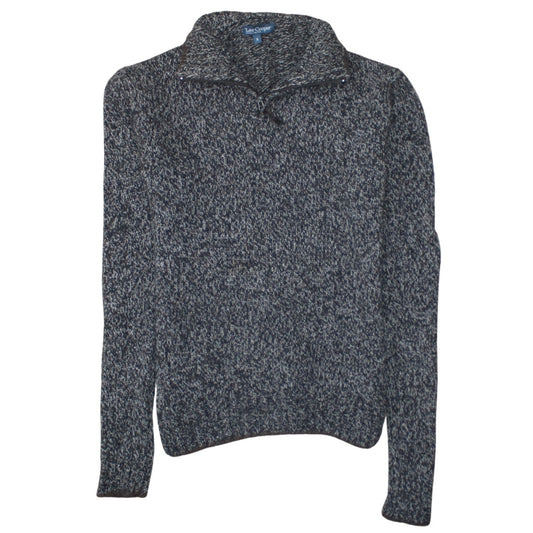 Lee Cooper Mens Grey Chunky Knit 1/4 Zip Jumper Size S