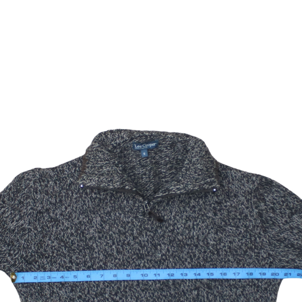 Lee Cooper Mens Grey Chunky Knit 1/4 Zip Jumper Size S