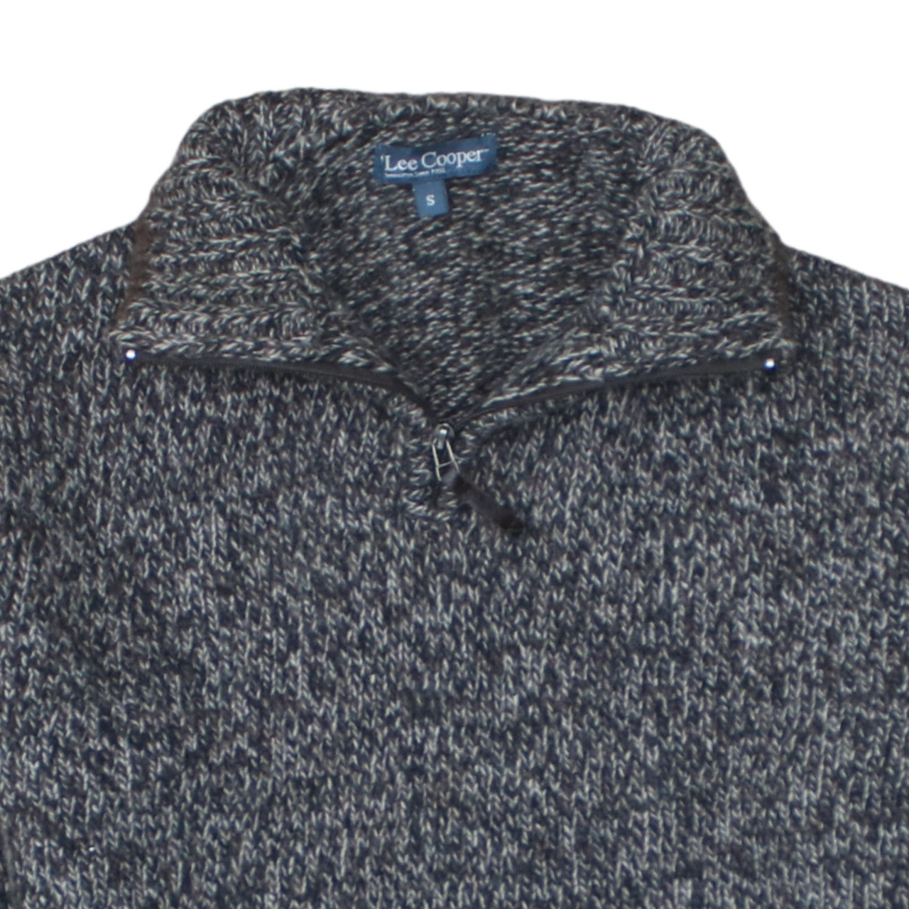 Lee Cooper Mens Grey Chunky Knit 1/4 Zip Jumper Size S