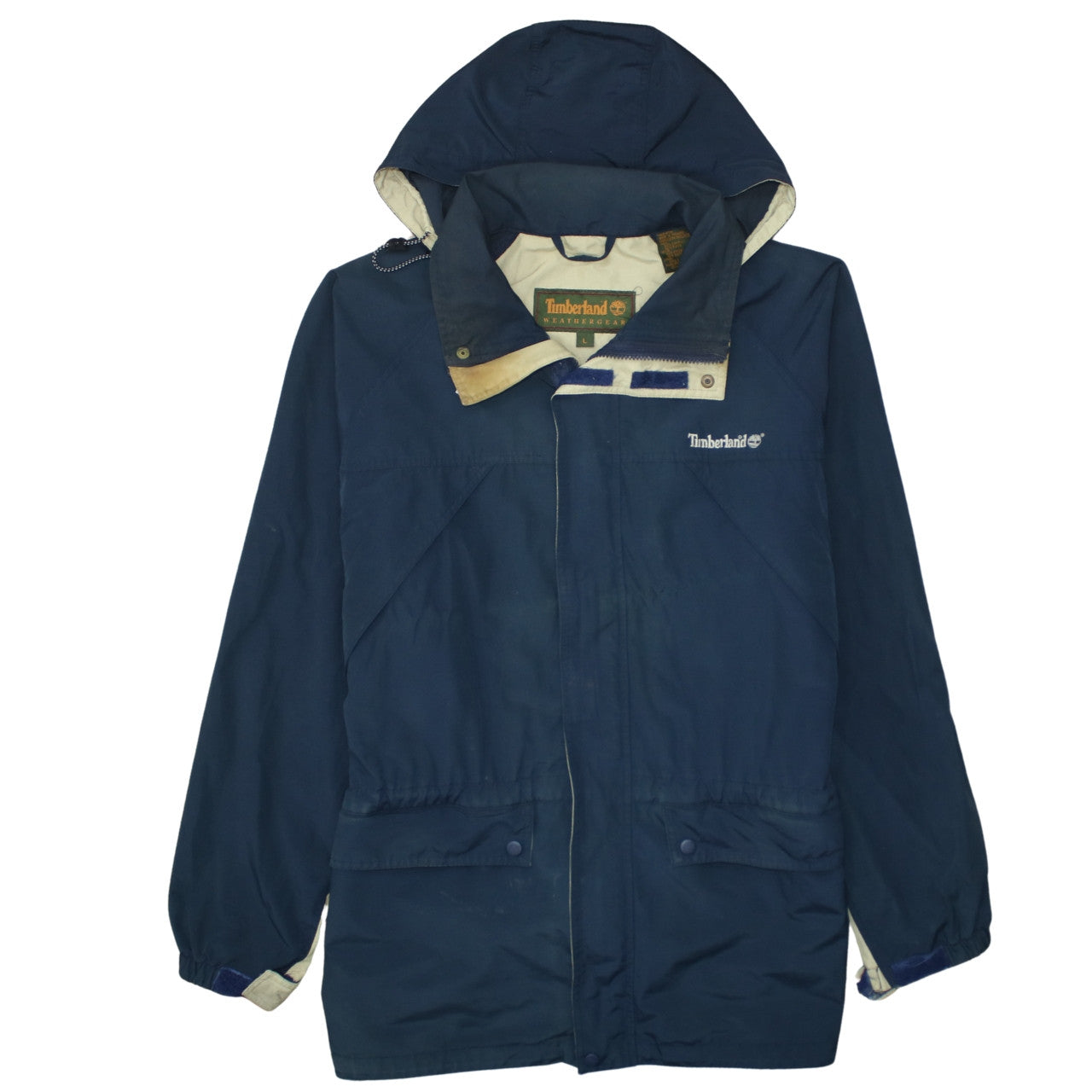 Timberland Men’s Blue Hooded Weathergear Parka Jacket Size L