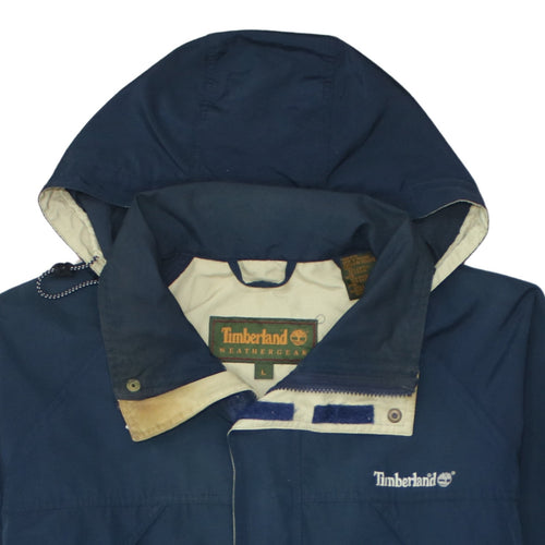 Timberland Men’s Blue Hooded Weathergear Parka Jacket Size L