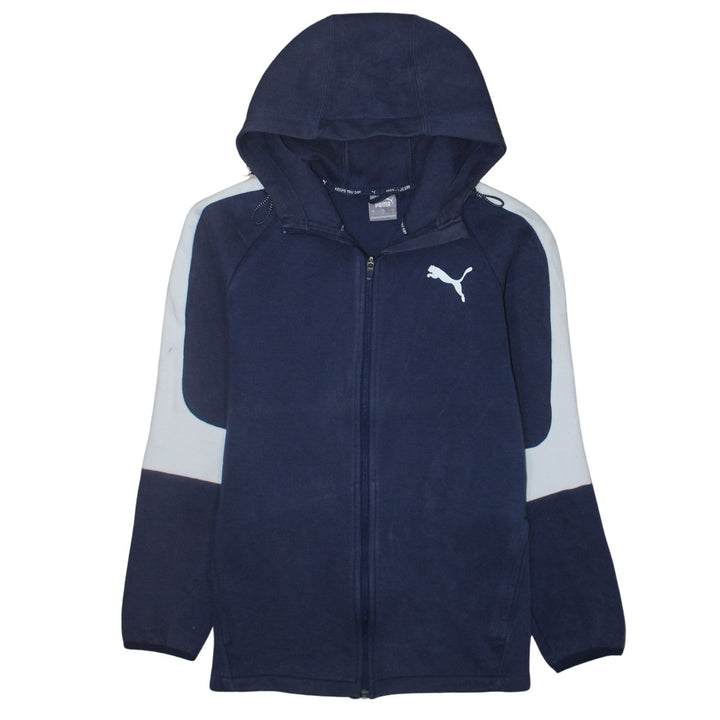 Puma Men Blue Full Zip Hoodie Size L Sports Fleece Sweatshirt