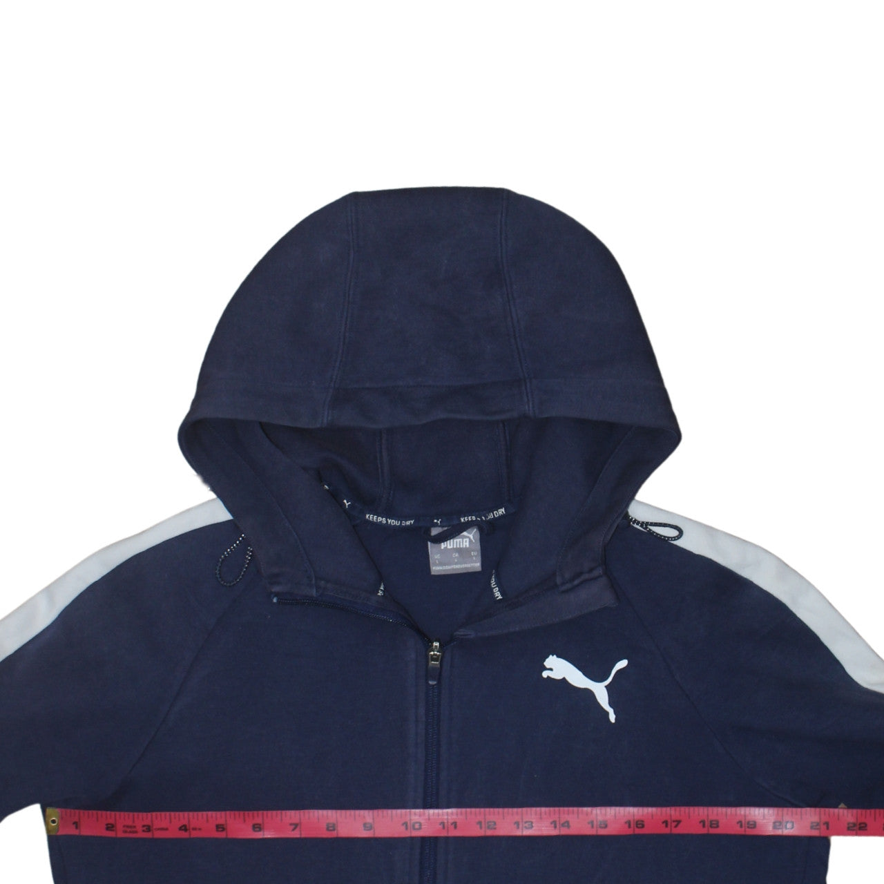 Puma Men Blue Full Zip Hoodie Size L Sports Fleece Sweatshirt