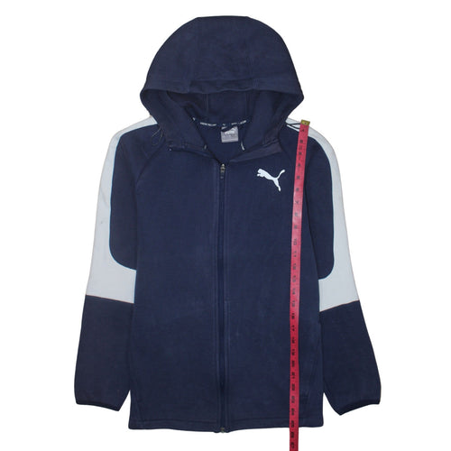 Puma Men Blue Full Zip Hoodie Size L Sports Fleece Sweatshirt
