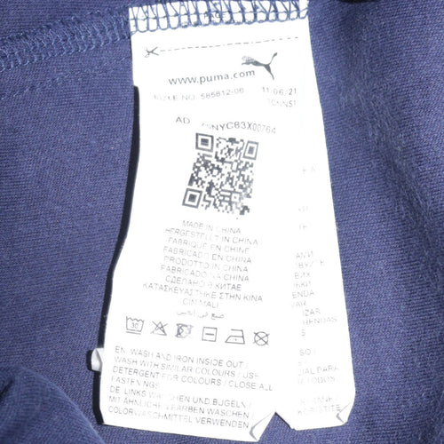 Puma Men Blue Full Zip Hoodie Size L Sports Fleece Sweatshirt