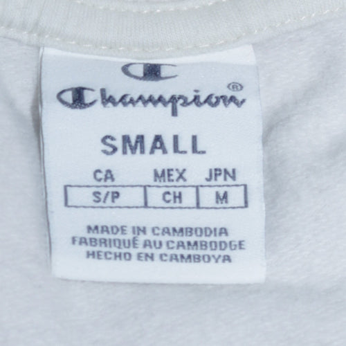 Champion Women's White Small Pullover Sweatshirt Cotton Logo Crew Neck
