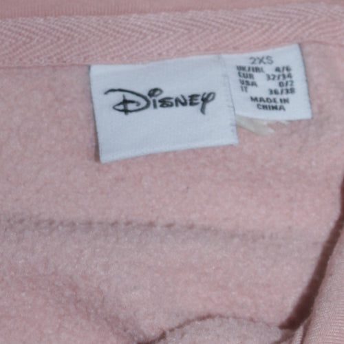 Disney Women Pink Minnie Mouse Pullover Hoodie 2XS Cotton Blend