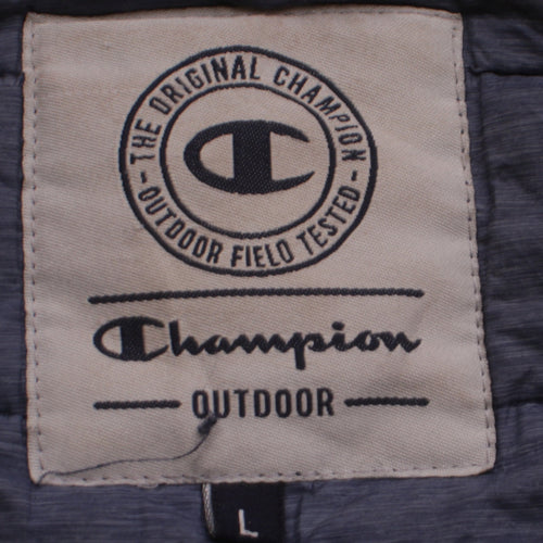 Champion Men's Blue Hooded Puffer Jacket L Outdoor Style