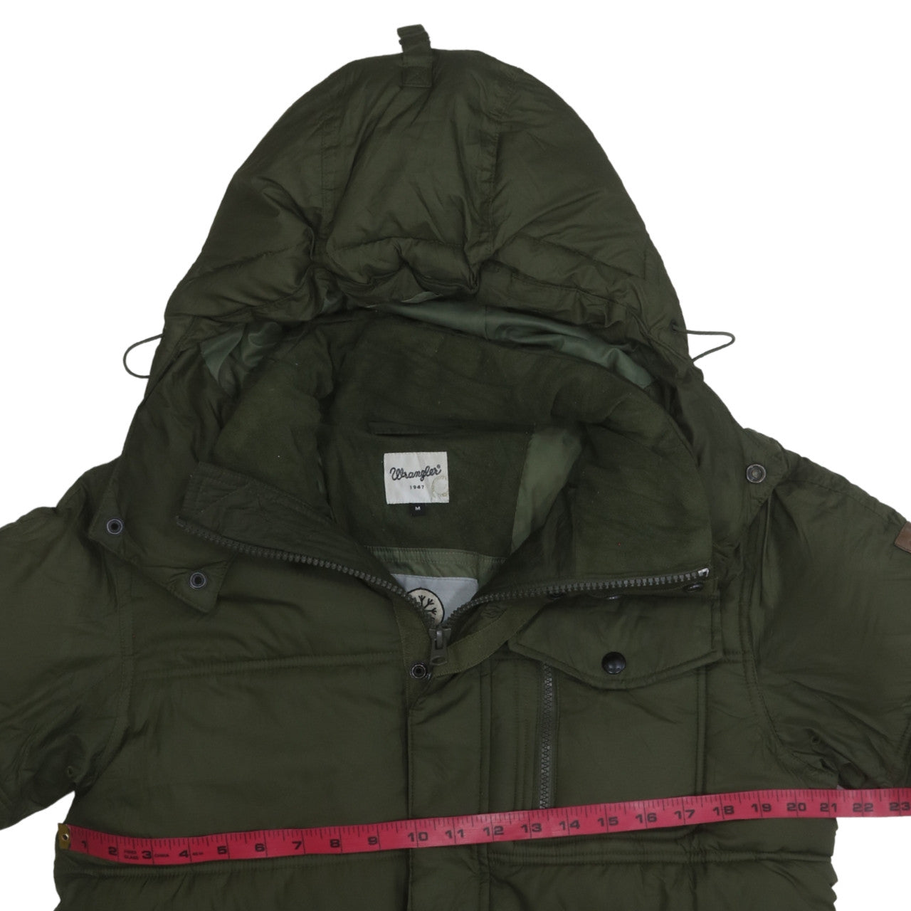 Wrangler Men's Green Puffer Jacket M Hooded Winter Coat