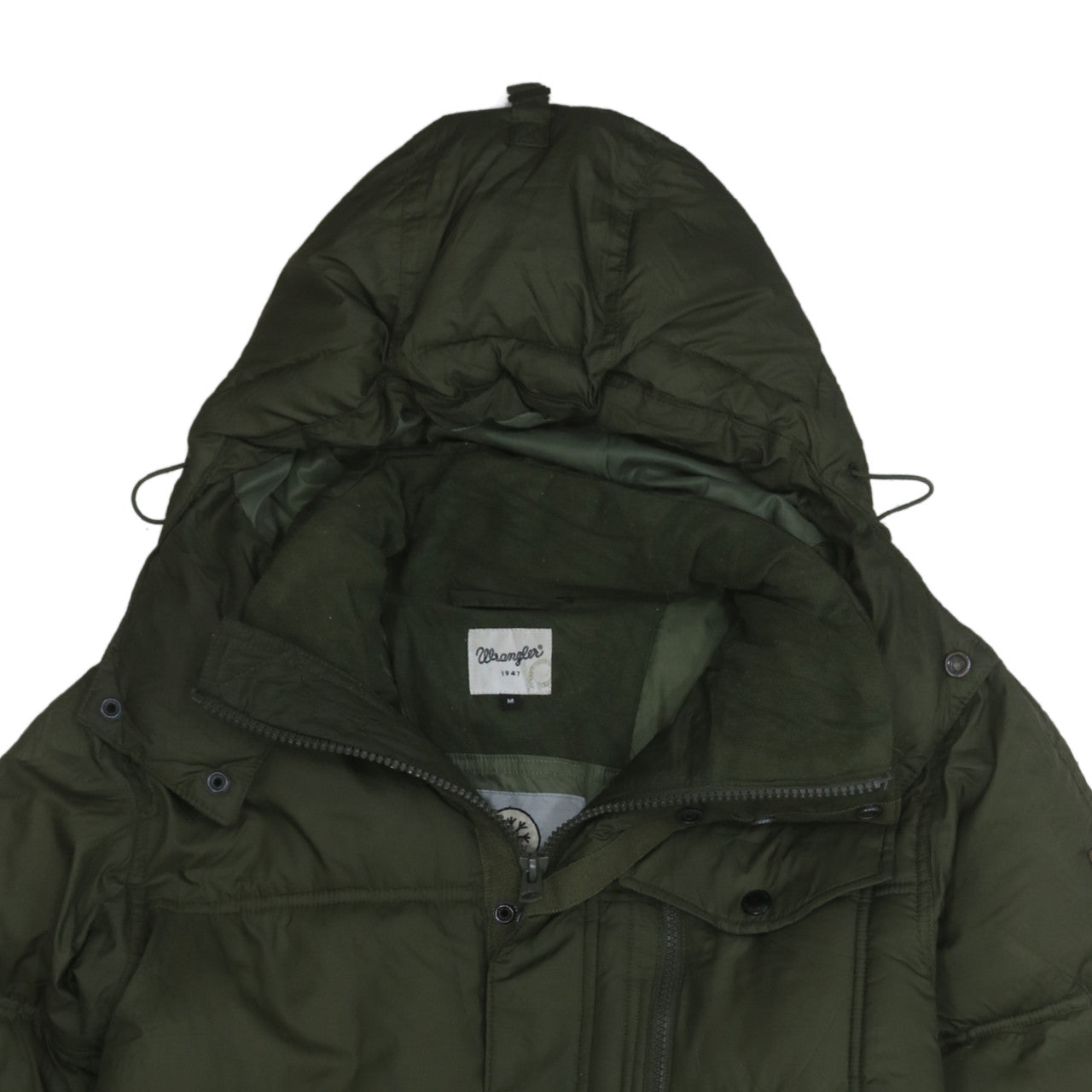 Wrangler Men's Green Puffer Jacket M Hooded Winter Coat