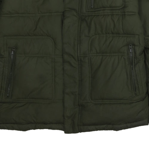 Wrangler Men's Green Puffer Jacket M Hooded Winter Coat
