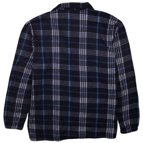 OHMYS Mens Blue Check Fleece Zip Up Jacket Size L
