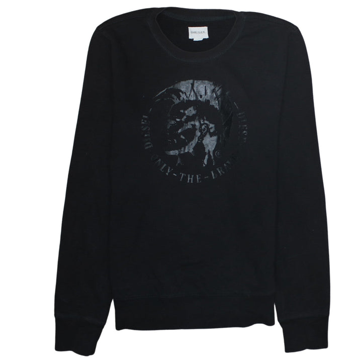 Diesel Mens Black XL Pullover Sweatshirt Crew Neck Logo Graphic