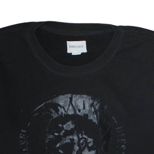 Diesel Mens Black XL Pullover Sweatshirt Crew Neck Logo Graphic