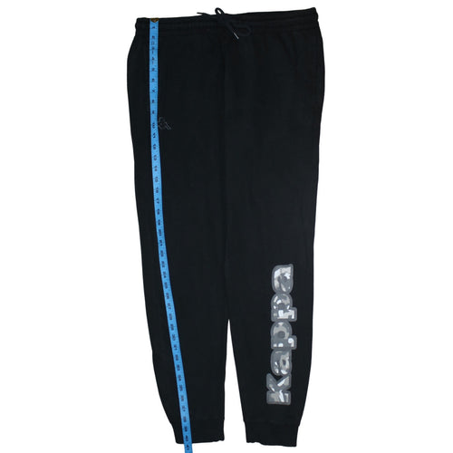Kappa Men Black XL Joggers Tapered Fit Logo Cuffed Sweatpants