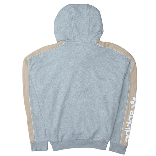 Adidas Womens Grey Beige 1/2 Zip Hooded Sweatshirt UK 12