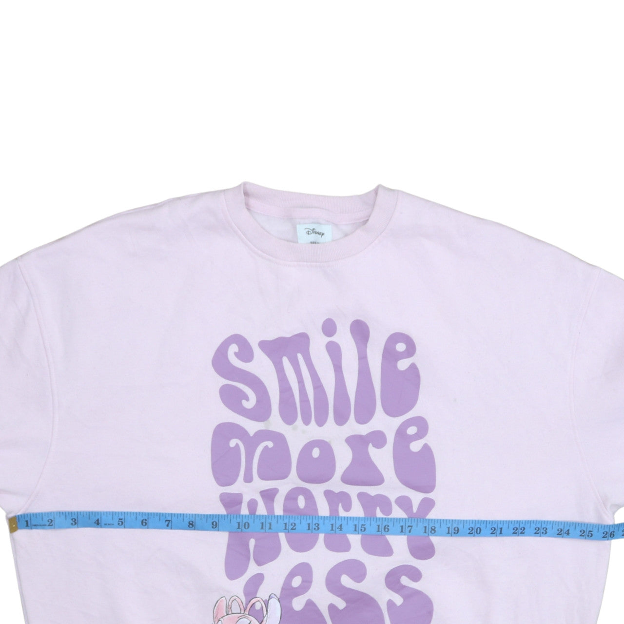 Disney Primark Womens Pink Sweatshirt Angel Smile More Worry Less Size M