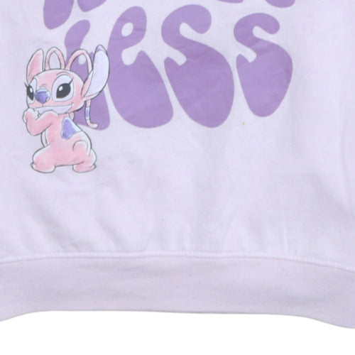 Disney Primark Womens Pink Sweatshirt Angel Smile More Worry Less Size M