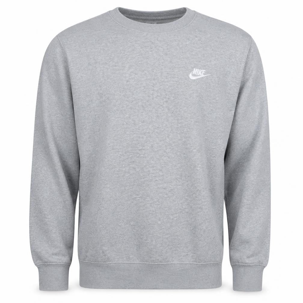 Front view of Nike Men's Grey Small Pullover Crew Neck Fleece Sweatshirt