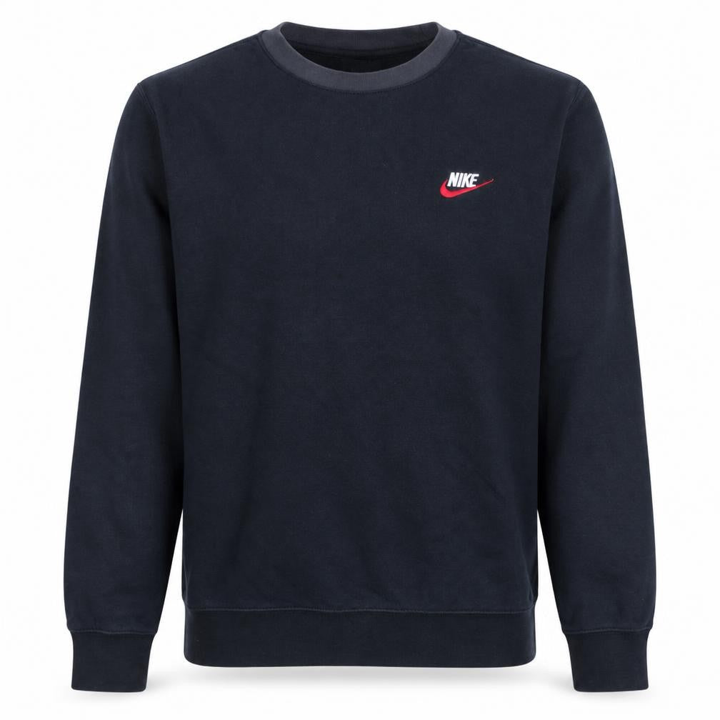 Front view of Nike Men's Black Small Crew Neck Pullover Sweatshirt
