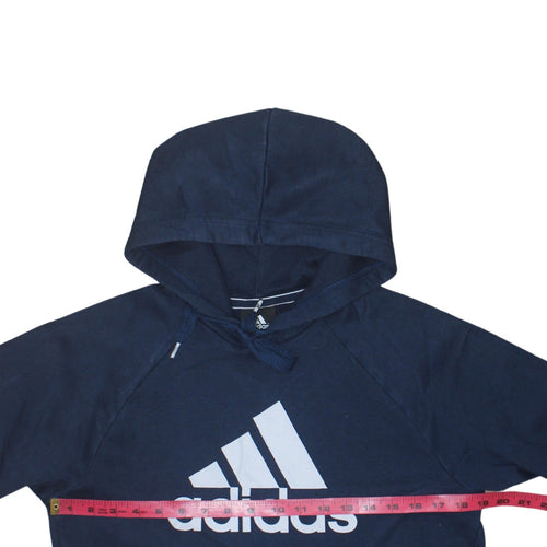 Adidas Men’s Blue Pullover Hoodie Small Logo Fleece Sweatshirt