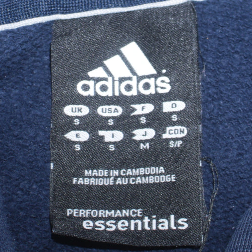 Adidas Men’s Blue Pullover Hoodie Small Logo Fleece Sweatshirt